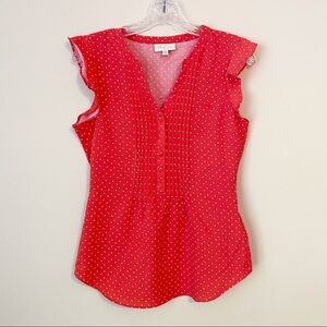 ModCloth Polka Dot Flutter Sleeve Top - XS